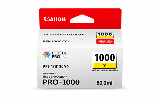 Cartucho de Tinta Canon PFI-1000 Original, Amarillo, 80 ml