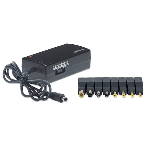 Cargador Universal para Laptop Manhattan, 8 Puntas, Voltaje Regulable, 70watts