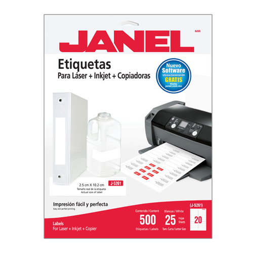 Etiquetas para Impresora Janel 1085261101, Blanco, Inyección de Tinta Térmica, 25 x 102mm, 500 Pieza(s), 25 Hojas