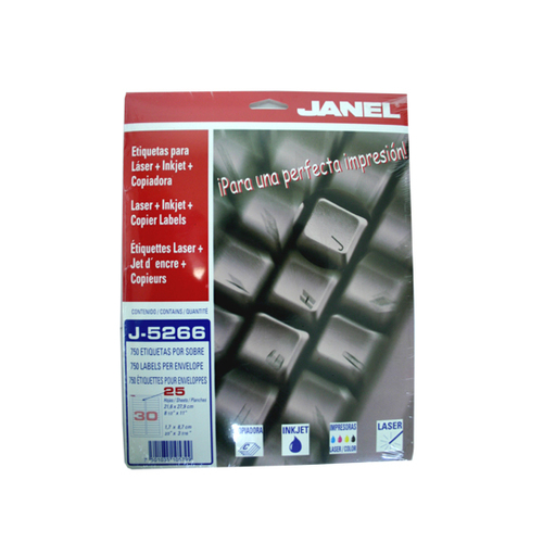 Etiquetas para Impresora Janel 1085266200, Blanco, Laser/inyección de Tinta, 17 x 87mm, 750 Pieza(s)
