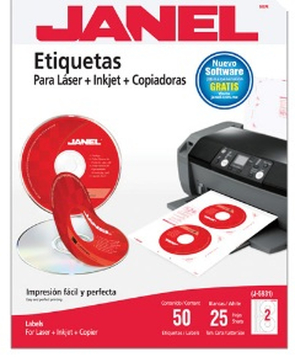 Etiqueta Blanca Janel (J5931) para CD Medida 117mm (1085931101) 50 Etiquetas