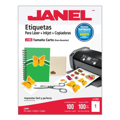 Etiquetas para Impresora Janel 1095165101, Blanco, Laser/inyección de Tinta, 216 x 279, 100 Pieza(s), 100 Hojas