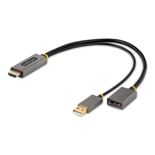 Adaptador Vídeo Startech.com HDMI Tipo A (estándar) a Displayport, 0.3 m, Negro, Gris