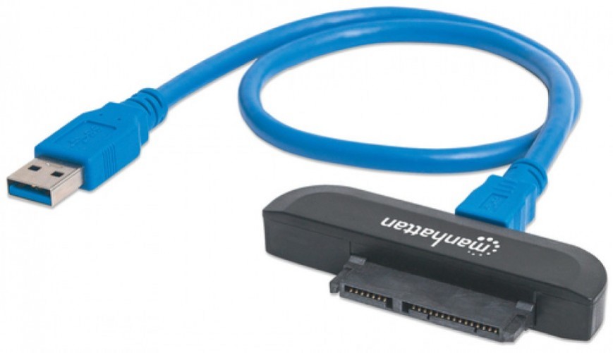 Convertidor Manhattan Superspeed USB 3.0 Macho a SATA III, 2.5 Pulgadas, 5 Gbit/s, Negro/azul