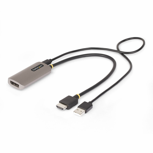 Adaptador Vídeo Startech.com 148B-HDMI-DP-8K HDMI Tipo A (estándar) a Displayport, 0.3 m, Negro, Plata