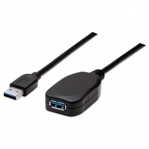 Cable Manhattan, USB 3.0 A Macho - USB 3.0 A Hembra, 5 Metros, Negro