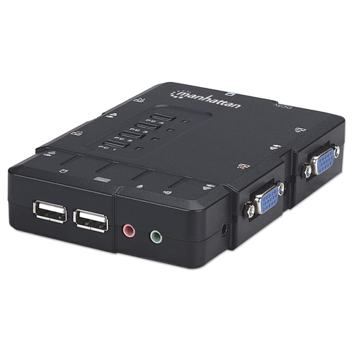 Switch Manhattan KVM de 4 Puertos, 2 Usb,2 VGA (151269)