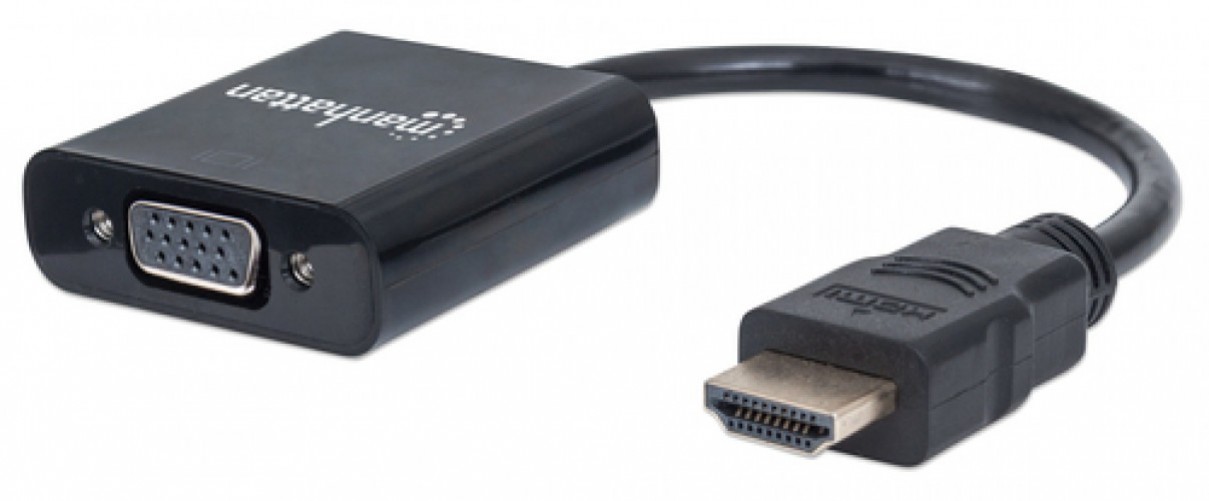 Adaptador Manhattan HDMI Macho a VGA Hembra, 1080p, 22cm, Negro