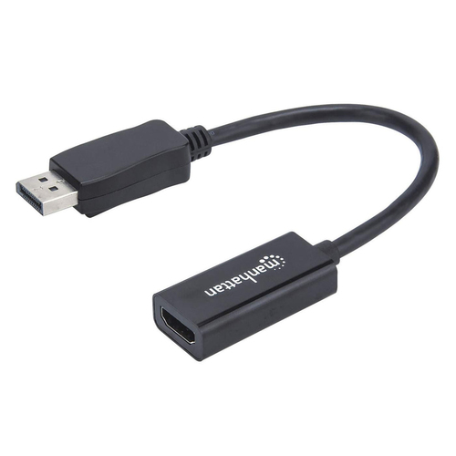 Adaptador Vídeo Manhattan Adaptador Pasivo Displayport a HDMI HDMI Tipo A (estándar) a Displayport, 0.15 m, Negro