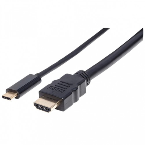 Adaptador Vídeo Manhattan Cable Adaptador USB-C a HDMI USB Tipo C a HDMI Tipo A (estándar), 2 m, Negro