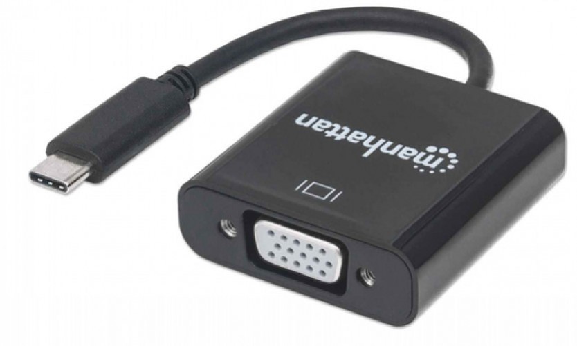 Adaptador Manhattan USB Tipo C 3.1 Macho - VGA Hembra, (151771) Negro
