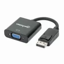 Adaptador Manhattan Displayport Macho a VGA Hembra, 1080p, 15cm, Negro