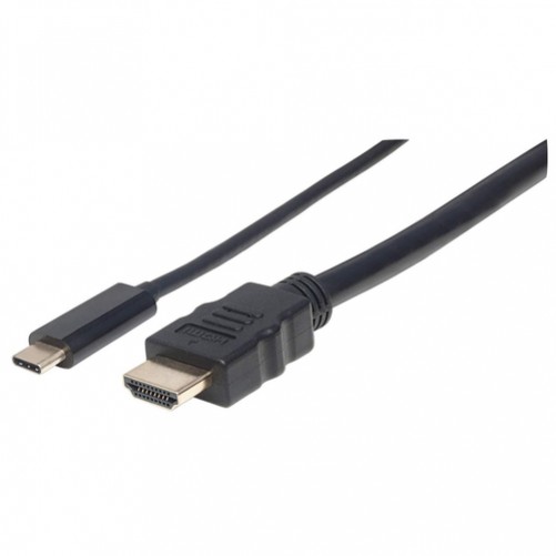Adaptador Vídeo Manhattan Cable Adaptador USB-C a HDMI USB Tipo C a HDMI Tipo A (estándar), 1 m, Negro