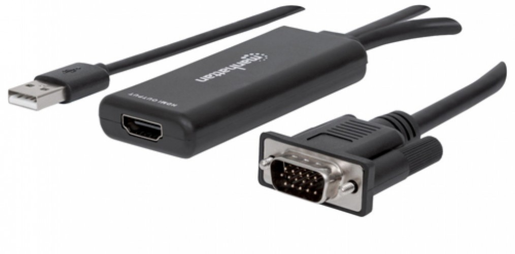 Cable Adaptador Manhattan (152426), Convertidor VGA a HDMI + Audio USB