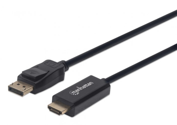 Adaptador Vídeo Manhattan Cable Displayport a HDMI 1080p Displayport a HDMI, 1.8 m, Negro