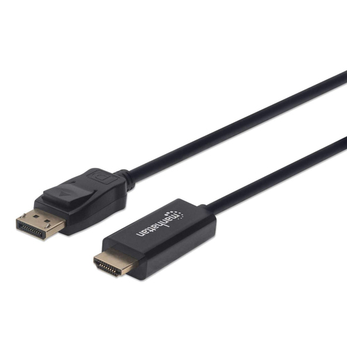 Adaptador Vídeo Manhattan Cable Displayport a HDMI 4k@60hz Displayport a HDMI, 1.8 m, Negro