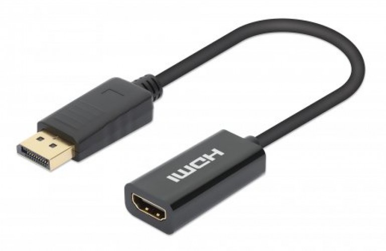 Adaptador Vídeo Manhattan 153713 Displayport a HDMI, 0.15 m, Negro