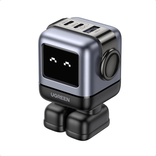 Cargador Ugreen Uno 65W, Gan, 2x USB-C, 1x USB-A, Carga Rapida, Negro/gris
