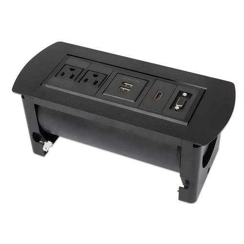 Barra de Contactos Manhattan Caja de Conexión para Mesa 100 - 240 V, 1.5 m, 2 Salidas AC, Negro