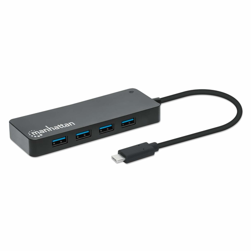 Hub Manhattan, 7 Puertos, Cable 0.15 m, Velocidad 5000 Mbit/s, USB A, 5 Gbps, Color Negro