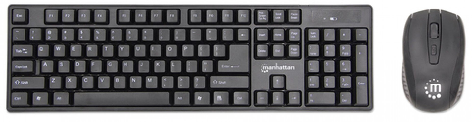 Kit Teclado y Mouse Manhattan, Inalambrico, Color Negro