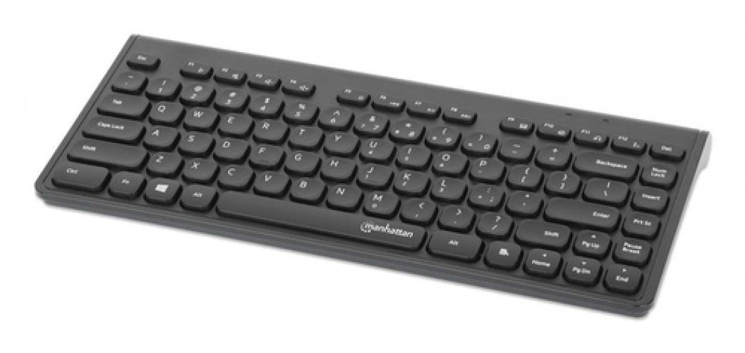 Teclado Manhattan Inalámbrico, Rf Inalámbrico, Interruptor de Membrana, Negro