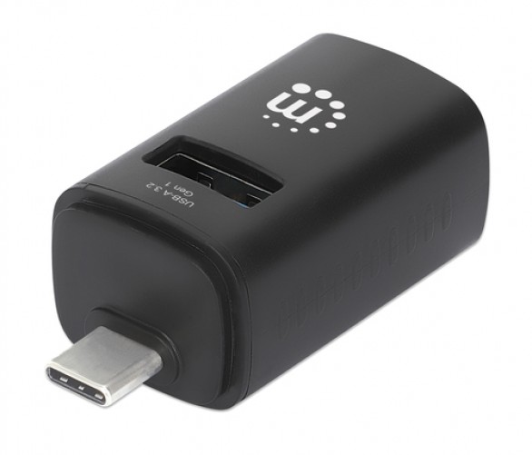 Hub Manhattan, 3 Puertos, Velocidad 5000 Mbit/s, USB 3.2 Gen 1, Tipo C, 2 USB A, 1 USB 2.0, 480 Mbps, Color Negro