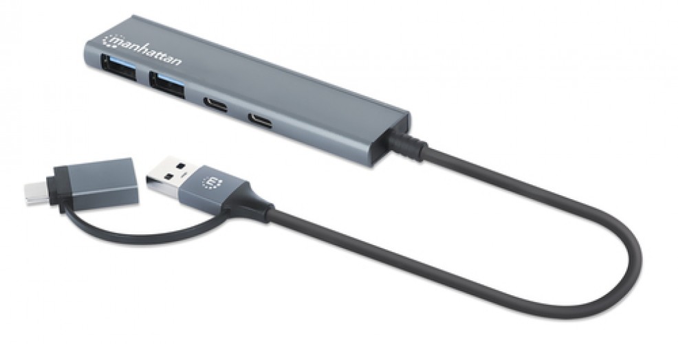 Docking Station Manhattan USB 3.2 Gen 1 (3.1 Gen 1) Type-a + Type-c, USB A 2, USB Tipo C 2