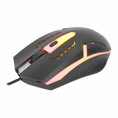 Mouse Manhattan Optico Luminiscente RGB USB, 4 Botones, 1500 dpi, Interfaz USB Tipo A, Color Negro