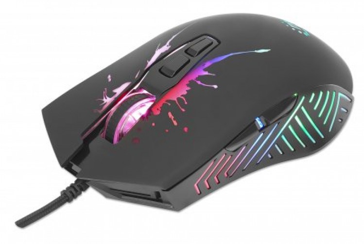 Mouse Optico Manhattan Gaming RGB, 7 Botones, 7200 dpi Ajustable, Interfaz USB Tipo A, Color Negro, (190220)