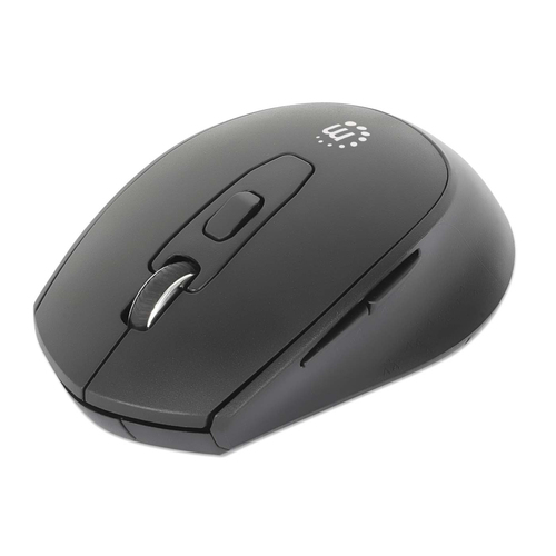 Mouse Manhattan 190343 óptico, 6 Botones, 1600 dpi, Rf Inalámbrico, 10 m, Negro
