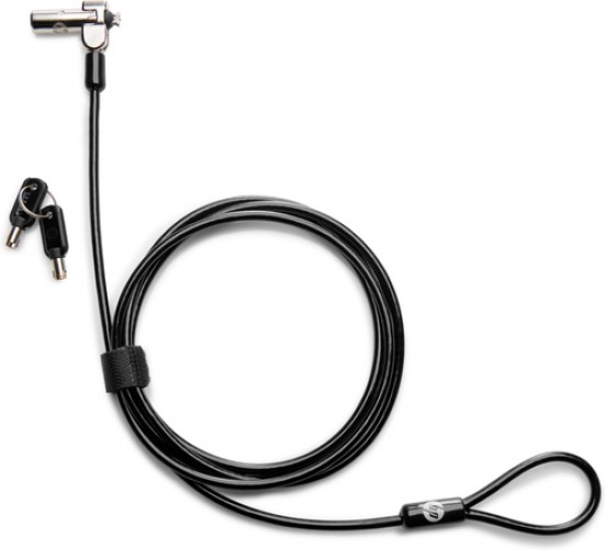 Cable Antirrobo HP Candado con Cable y Llave Nano Código, 1.83 m, Acero Galvanizado, Negro, Metálico