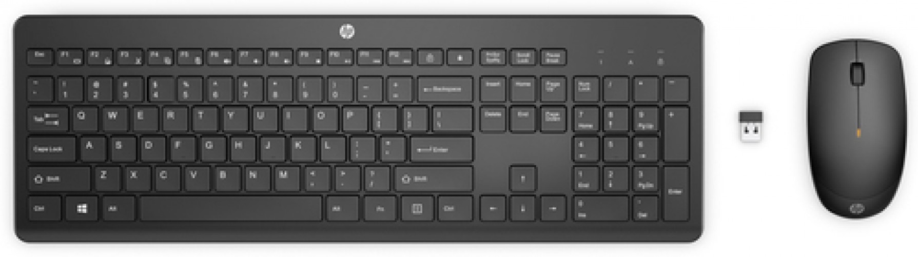 Teclado Inalambrico HP Tamano Completo (100%), 10 m, Teclado Numerico, Negro