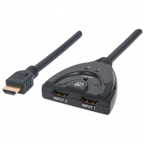 Switch Manhattan HDMI 1.3 de 2 Puertos, 2x HDMI Hembra 1x HDMI Macho, (207416) Negro