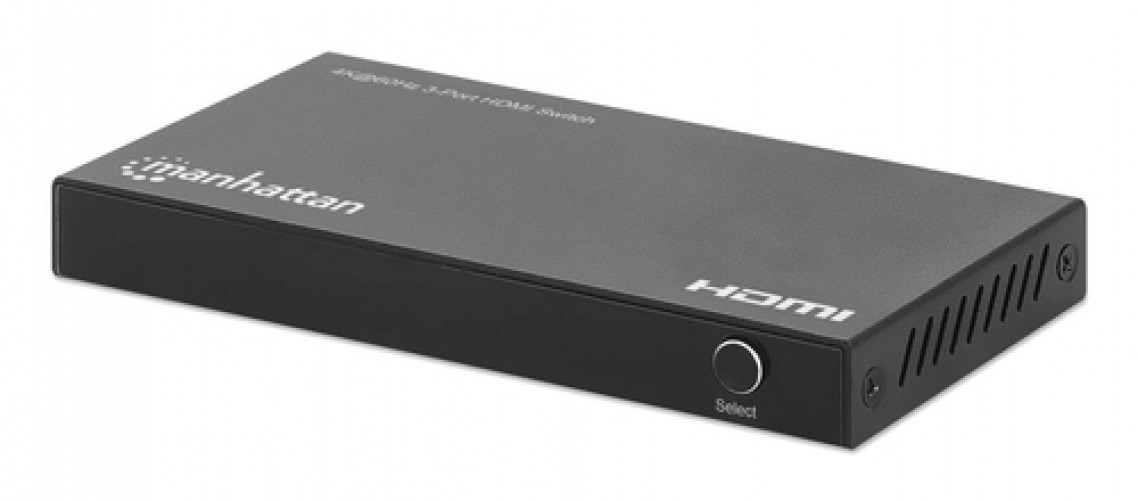 Switch de Video Manhattan, 3 Entradas HDMI, 1 Salida HDMI, 4K, 60Hz, Negro