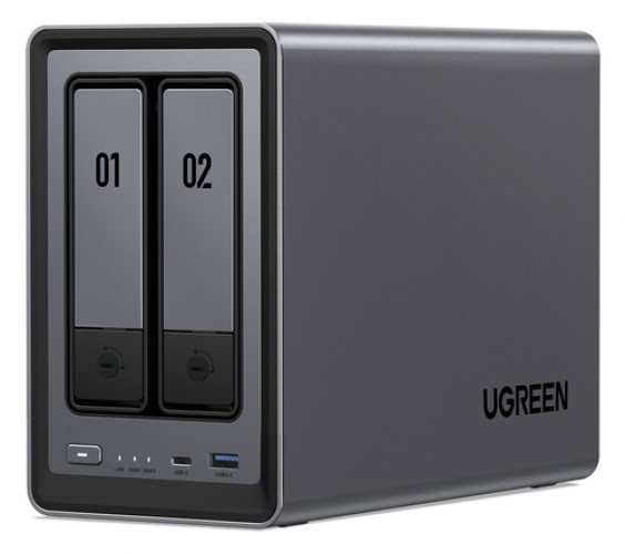 NAS Ugreen DXP2800, Ugos Pro, Intel N100, RAM 8GB DDR5, SATA, 2 Bahias SATA Hasta 48TB, 2 Bahias M.2 Hasta 16TB (no Incluye Discos), Gris