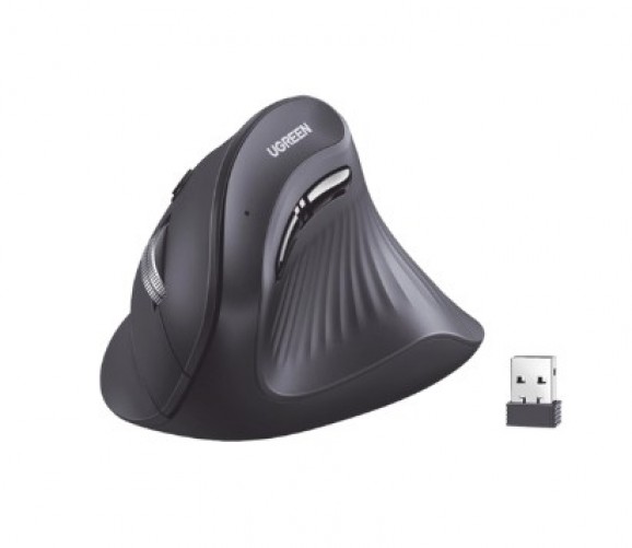 Mouse Ugreen Vertical, 5 Botones, 4000 dpi, Rf Inalambrico/bluetooth, 10 m, Negro