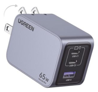 Cargador Ugreen Nexode Pro Computadora Portátil, Smartphone, Interior, 2USB-C, Carga Rápida, Azul