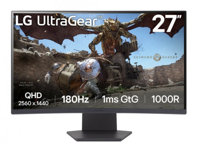 Monitor LG 27GS60QC LCD, 27", Full HD, IPS, 180 Hz, 1 ms, Freesync, Nvidia G-sync, Negro