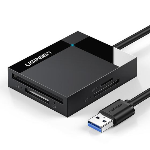 Lector de Memorias Ugreen, Interfaz USB-A 3.0, microSD, SD, Cf, ms, Hasta 2TB, Negro