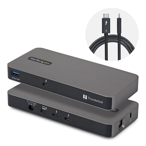 Hub Startech.com Interfaz Thunderbolt 5, Cantidad de Puertos 4, Velocidad 80 Mbit/s, Color Gris