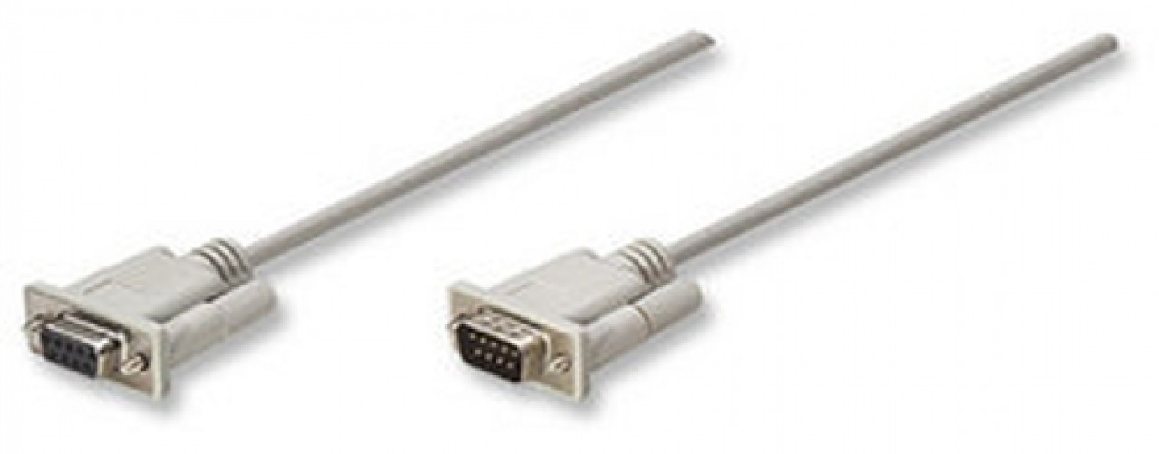 Cable Serial Manhattan 3m Serial Cable 3 m, DB9 M a DB9 Fm