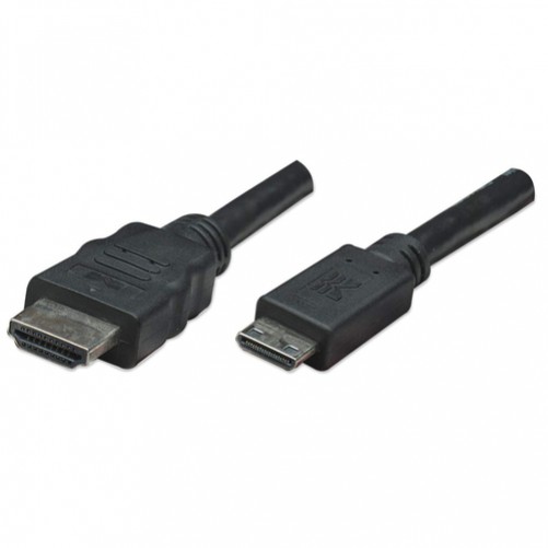 Adaptador Manhattan 304955, Mini HDMI-19-P a HDMI-19-P, Macho/macho, Color Negro