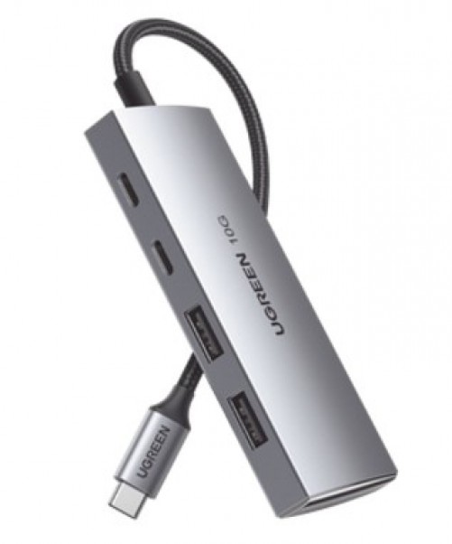 Hub Ugreen 4 Puertos, Interfaz USB-C 3.2, 2XUSB-A 3.2, 2XUSB-C 3.2, 10 Gbit/s, Gris