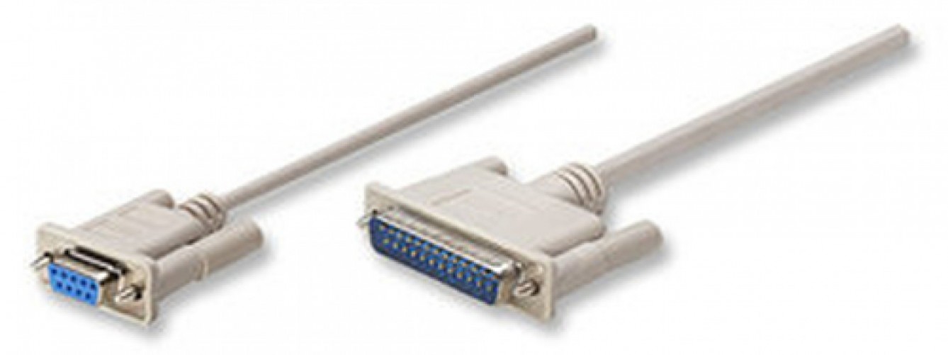 Manhattan Cable para Impresora Null Modem/serial, DB9 Hembra - DB25 Macho, 1.8 Metros