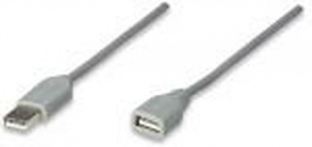 Cable Extension USB Manhattan USB-A Macho a USB-A Hembra, 3 Metros, Gris