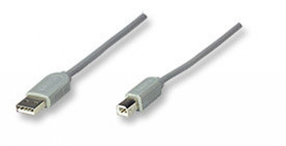 Cable Manhattan USB A Macho - USB B Macho, 3 Metros, Gris