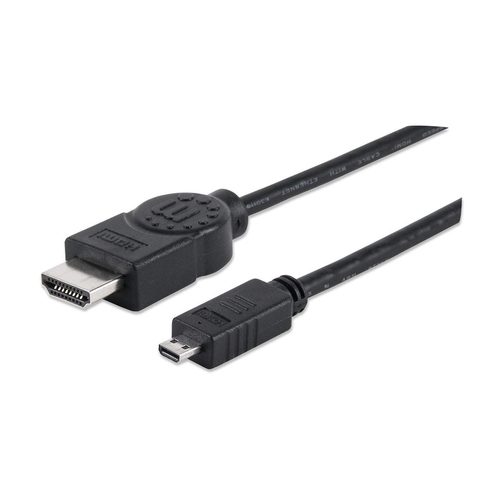 Cable HDMI Manhattan 2m HDMI, 2 m, HDMI Micro-HDMI, Macho/macho, Negro (324427)