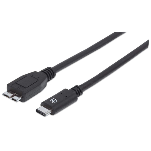 Cable USB Manhattan Cable para Dispositivos USB-C de Súpervelocidad+ USB C a Micro-USB B, 10000 Mbit/s, Negro