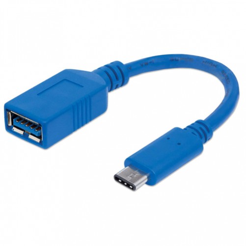 Cable USB Manhattan USB Tipo-c a USB Hembra, 15 Centimetros, Azul, Otg (353540)